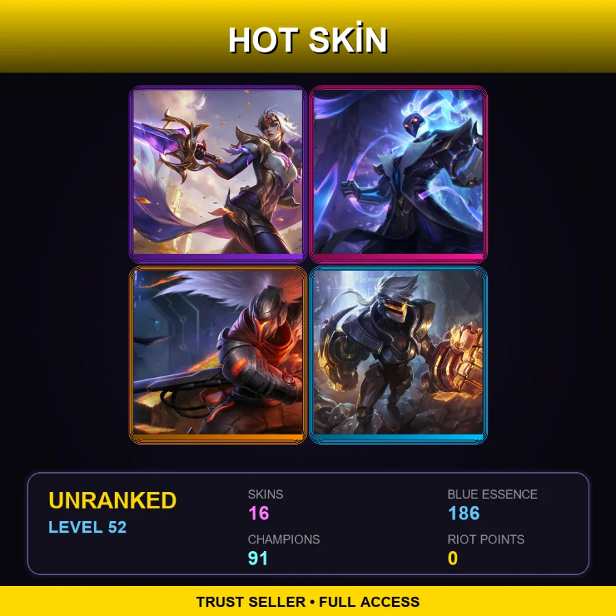 LAS | Lv52 | Unranked | 16 Skin | 91 Champ — Headhunter Caitlyn