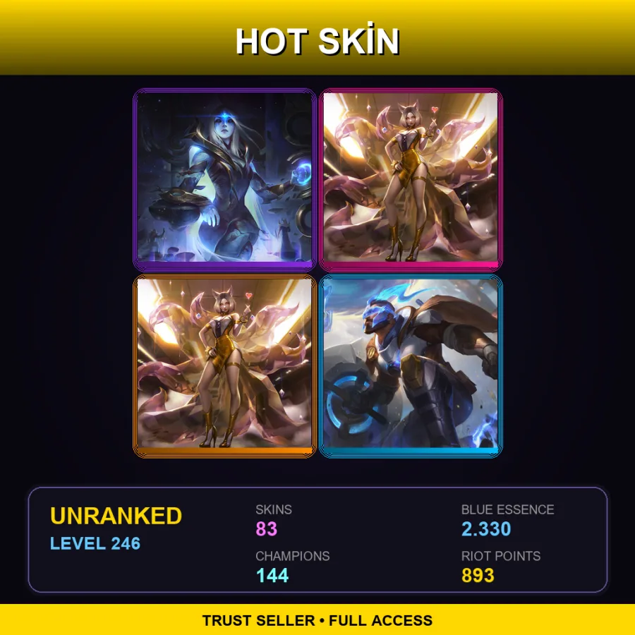EUNE | Lv246 | Unranked | 83 Skin | 144 Champ — LoL account