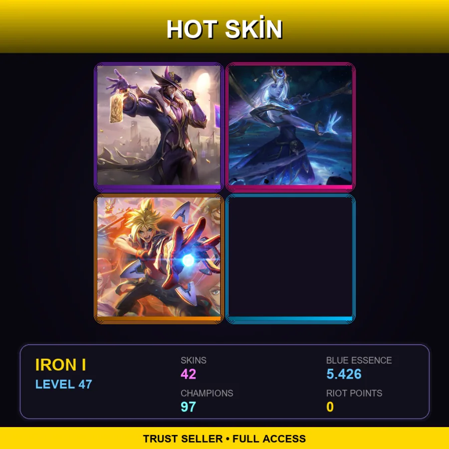 EUW | Lv47 | Iron I | 42 Skin | 97 Champ
