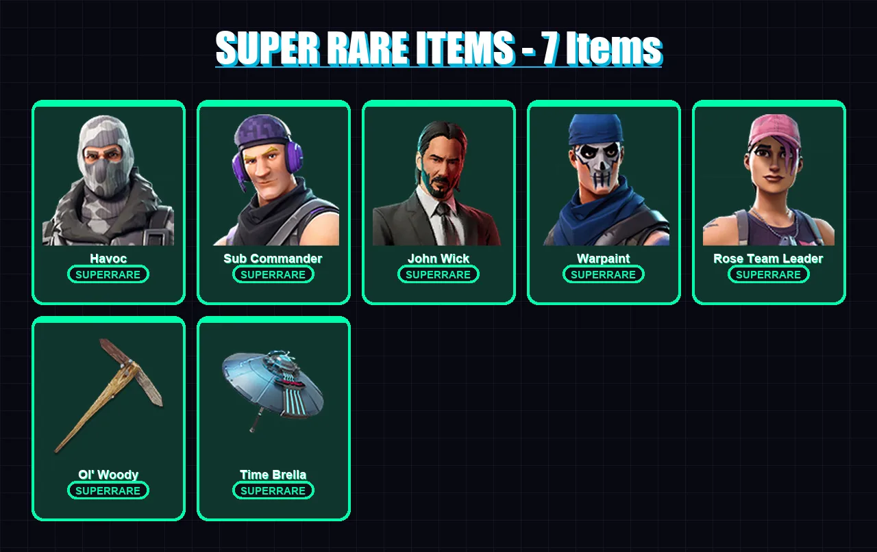 [PC/XBOX/PSN] | Havoc | Sub Commander | John Wick | Warpaint | Rose Team Leader | 26 skin | 38 pickaxe | 28 emote | 37 glider | Lv409