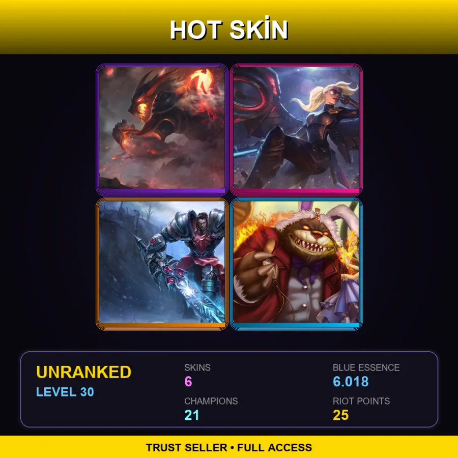 LAN | Lv30 | Unranked | 6 Skin | 21 Champ — Commando Garen