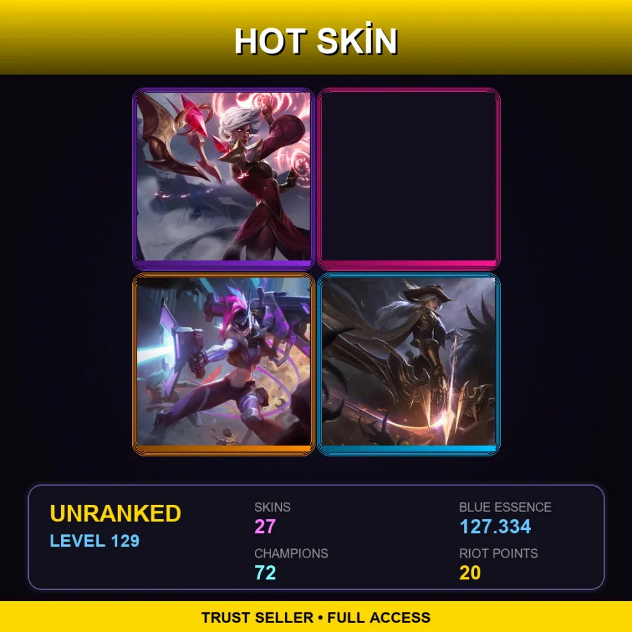 EUNE | Lv129 | Unranked | 27 Skin | 72 Champ — LoL account