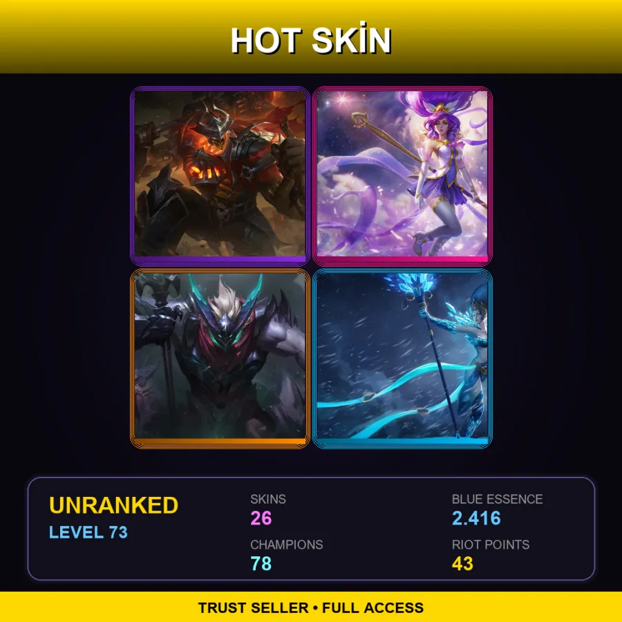 TR | Lv73 | Unranked | 26 Skin | 78 Champ — LoL account