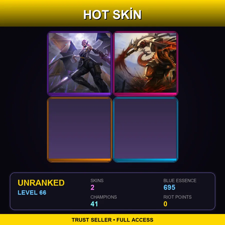 NA | Lv66 | Unranked | 2 Skin | 41 Champ — LoL account
