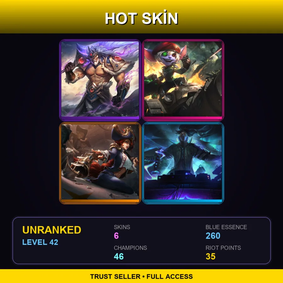 EUW | Lv42 | Unranked | 6 Skin | 46 Champ