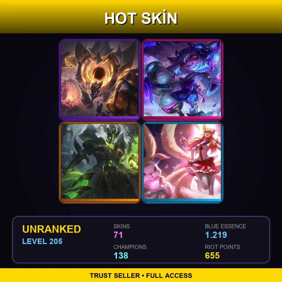EUNE | Lv205 | Unranked | 71 Skin | 138 Champ — LoL account