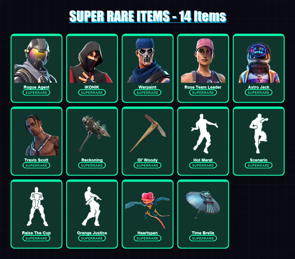 [PC/PSN] | Rogue Agent | IKONIK | Warpaint | Rose Team Leader | Astro Jack | 296 skin | 300 pickaxe | 263 emote | 208 glider | Lv2759