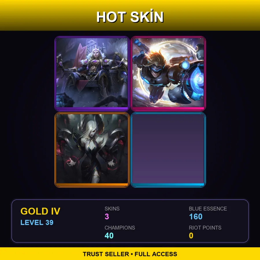 EUW | Lv39 | Gold IV | 3 Skin | 40 Champ