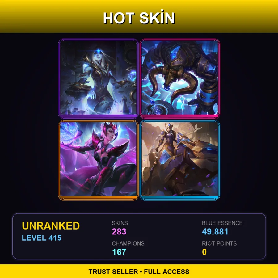 VN | Lv415 | Unranked | 283 Skin | 167 Champ