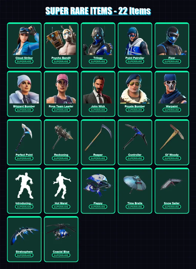 [PC] | Cloud Striker | Psycho Bandit | Trilogy | Point Patroller | Fixer | 215 skin | 233 pickaxe | 163 emote | 184 glider | Lv2607