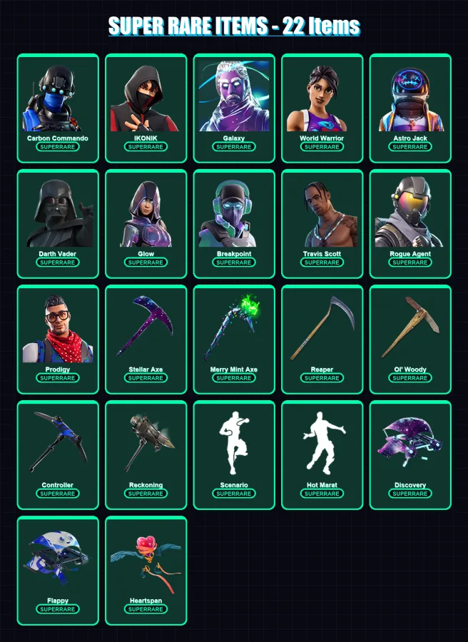 [SWITCH/XBOX/PSN/PC] | Carbon Commando | IKONIK | Galaxy | World Warrior | Astro Jack | 350 skin | 261 pickaxe | 313 emote | 190 glider | Lv2379