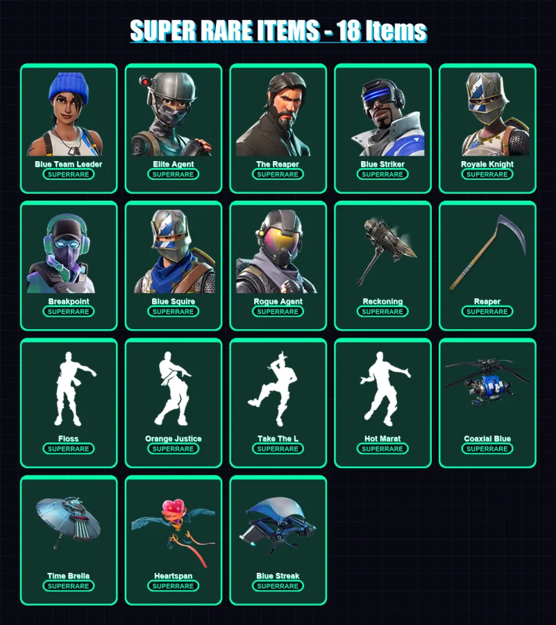 [PC/XBOX] | Blue Team Leader | Elite Agent | The Reaper | Blue Striker | Royale Knight | 171 skin | 155 pickaxe | 109 emote | 125 glider | Lv2367