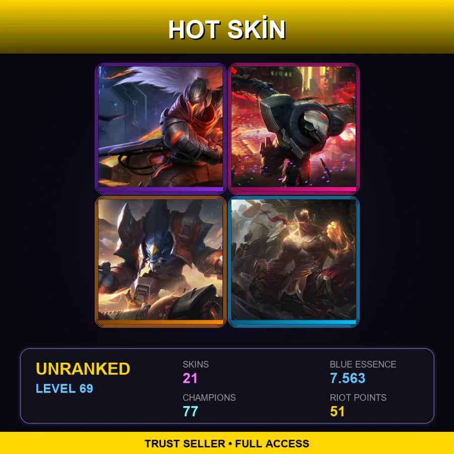 EUNE | Lv69 | Unranked | 21 Skin | 77 Champ — LoL account