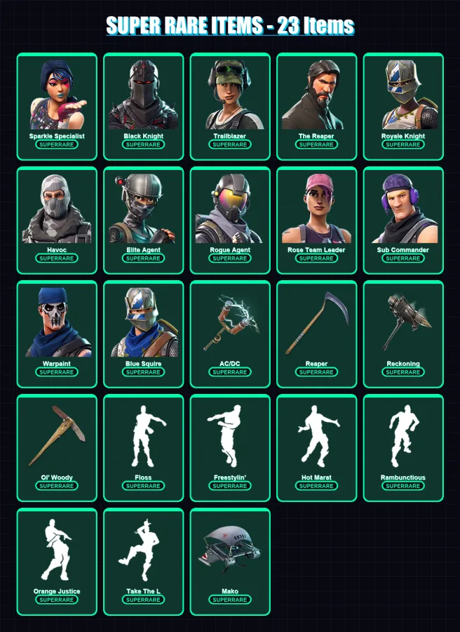 [PC/PSN] | Sparkle Specialist | Black Knight | Trailblazer | The Reaper | Royale Knight | 130 skin | 86 pickaxe | 99 emote | 76 glider | Lv862