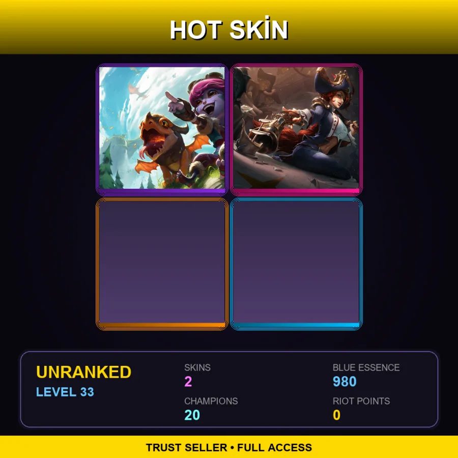 LAN | Dragon Trainer Tristana | Waterloo Miss Fortune | 2 Skin | 20 Champ | Lv33