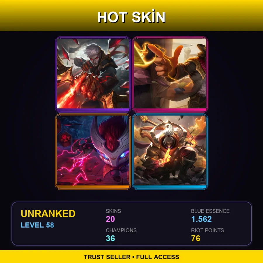 EUNE | Lv58 | Unranked | 20 Skin | 36 Champ