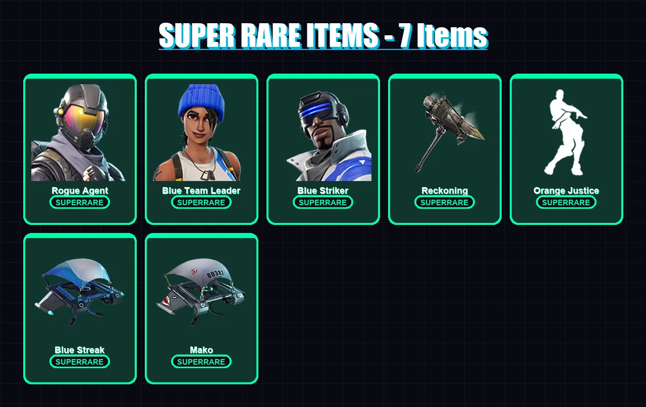 [PC/XBOX] | Rogue Agent | Blue Team Leader | Blue Striker | Carbide | Drift | 25 skin | 19 pickaxe | 24 emote | 25 glider | Lv413