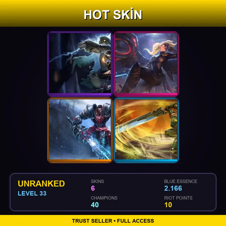 NA | Lv33 | Unranked | 6 Skin | 40 Champ — Riot Kayle