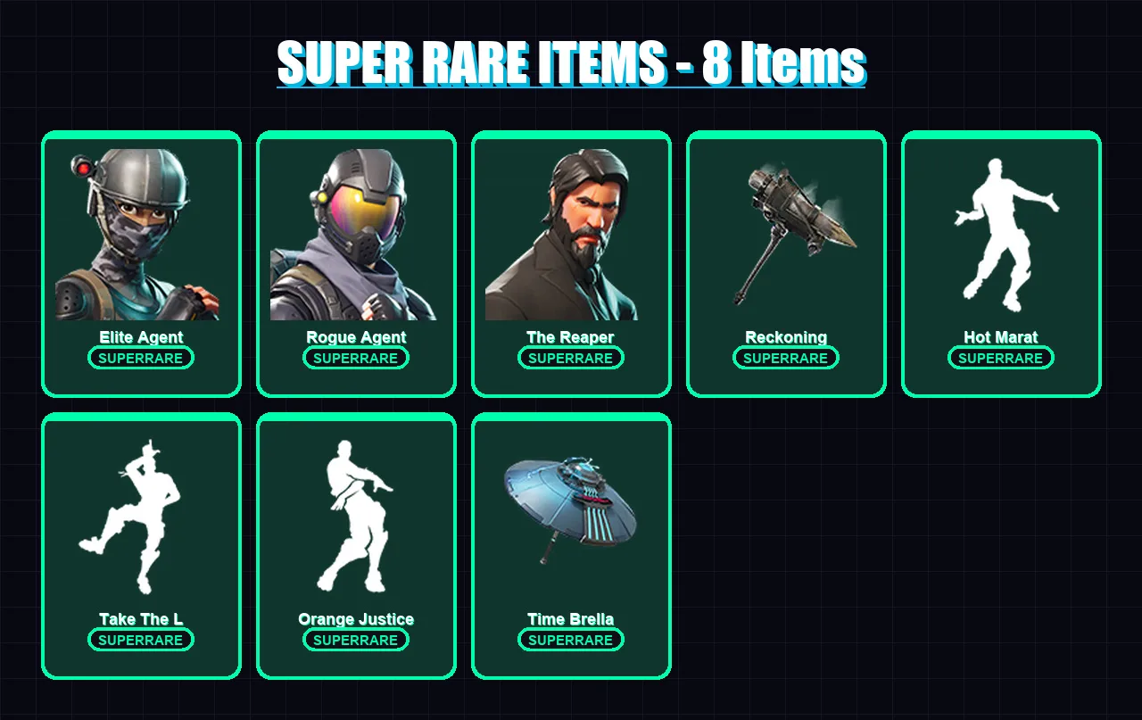 [PC] | Elite Agent | Rogue Agent | The Reaper | Optimus Prime | Carbide | 145 skin | 156 pickaxe | 150 emote | 125 glider | Lv1873