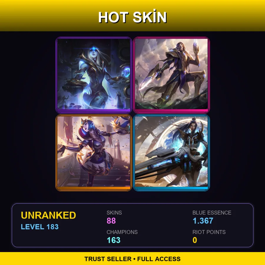 TW | Lv183 | Unranked | 88 Skin | 163 Champ — Unranked / Smurf League of Legends