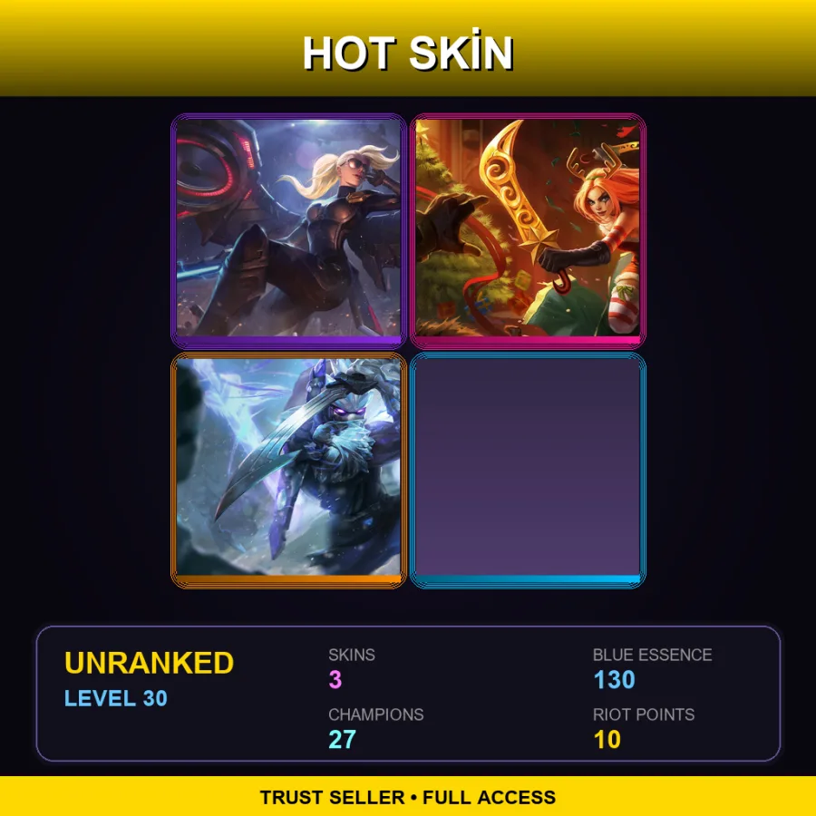NA | Lv30 | Unranked | 3 Skin | 27 Champ