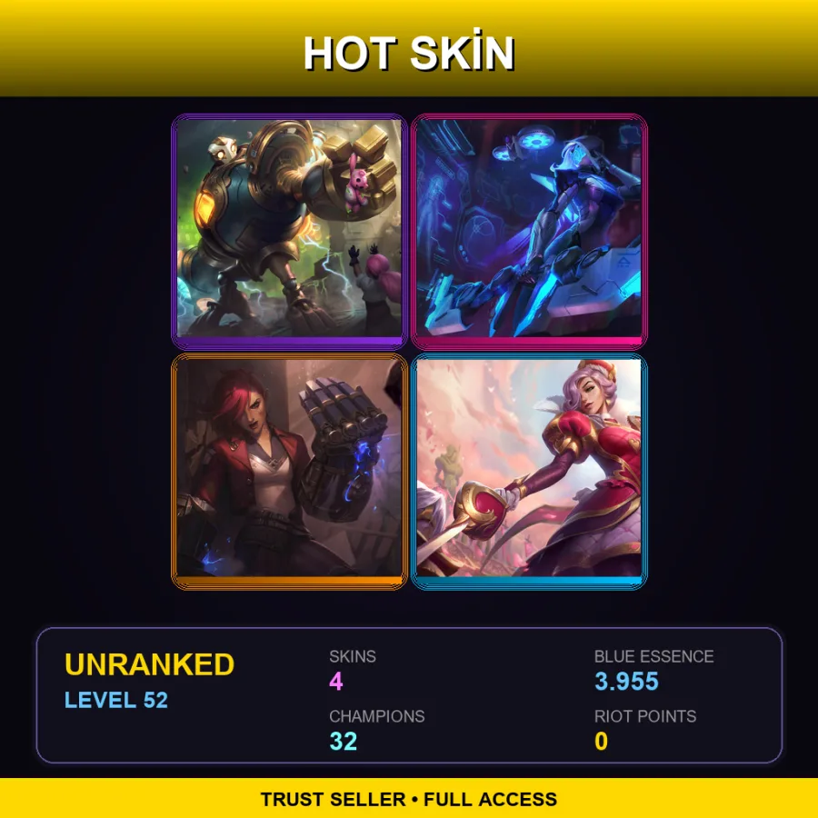 NA | Lv52 | Unranked | 4 Skin | 32 Champ