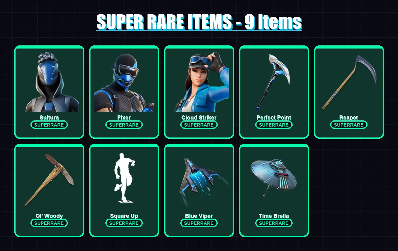 [PS4/PS5/PC] | Sultura | Fixer | Cloud Striker | Predator | Kymera | 99 skin | 103 pickaxe | 63 emote | 73 glider | Lv1094