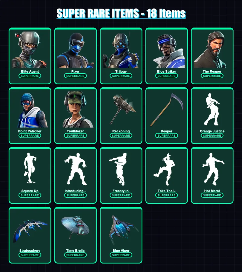 [PS4/PS5/PC] | Elite Agent | Fixer | Trilogy | Blue Striker | The Reaper | 82 skin | 109 pickaxe | 117 emote | 101 glider | Lv1705