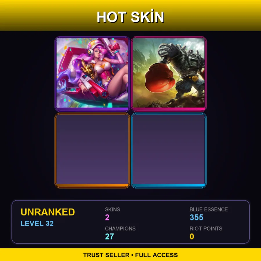 EUW | Lv32 | Unranked | 2 Skin | 27 Champ — LoL account