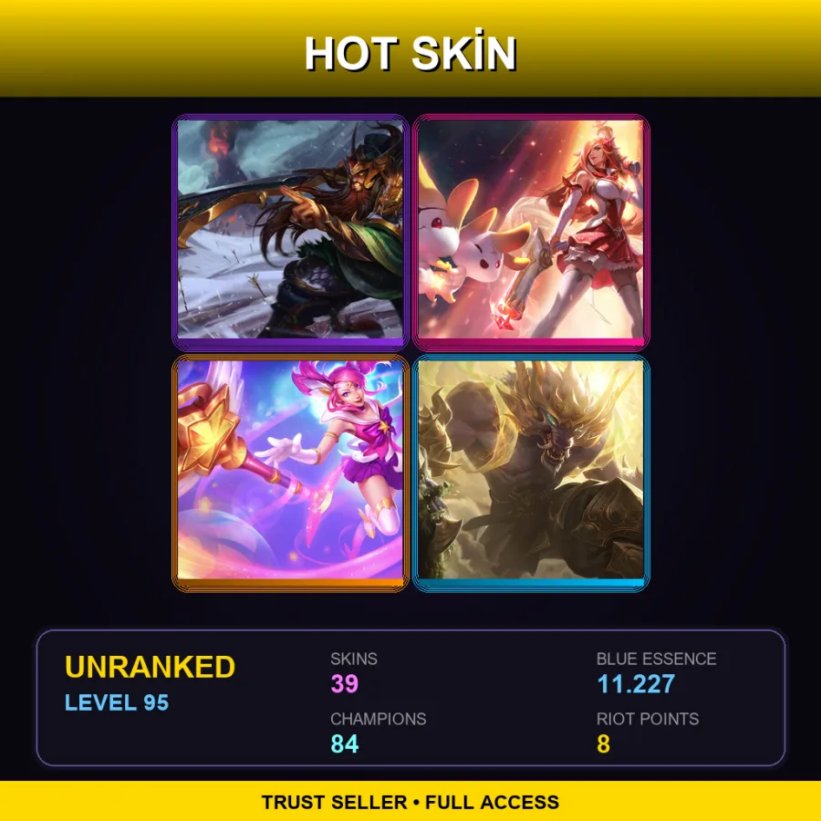 LAN | Lv95 | Unranked | 39 Skin | 84 Champ — LoL account