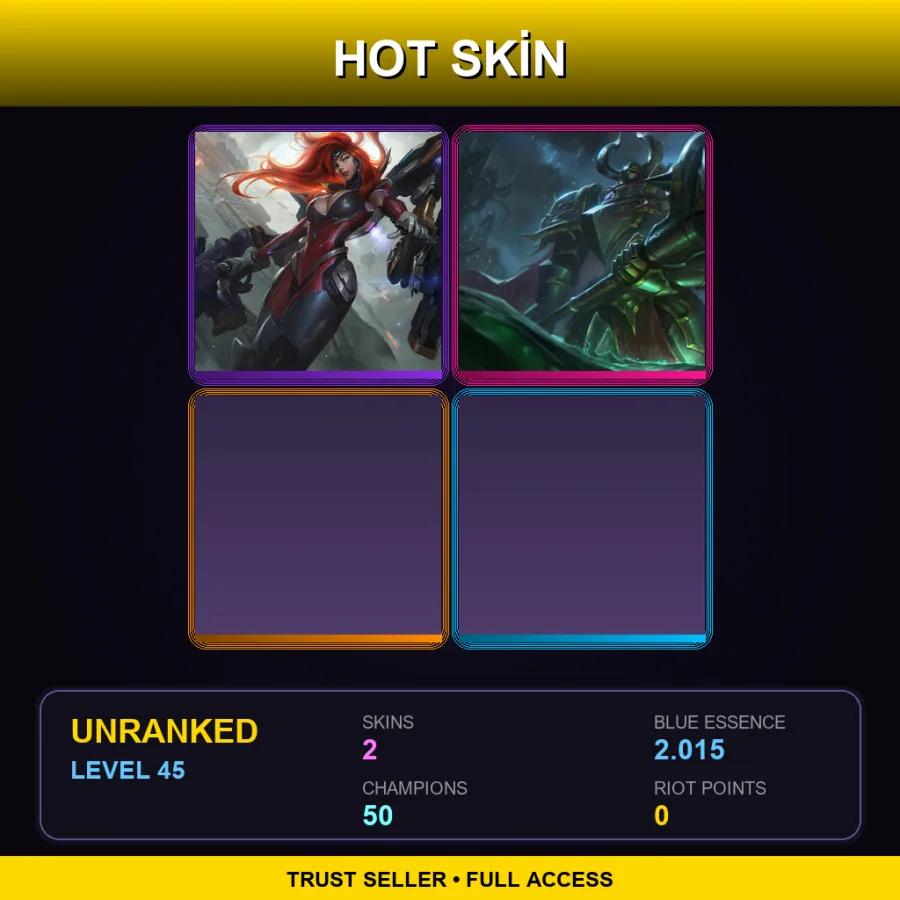 EUW | Lv45 | Unranked | 2 Skin | 50 Champ