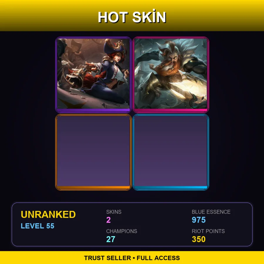 OCE | Lv55 | Unranked | 2 Skin | 27 Champ — LoL account