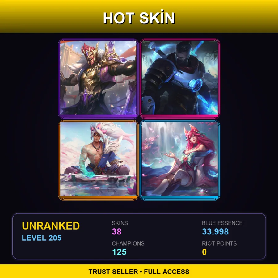 TR | Lv205 | Unranked | 38 Skin | 125 Champ — Victorious Draven