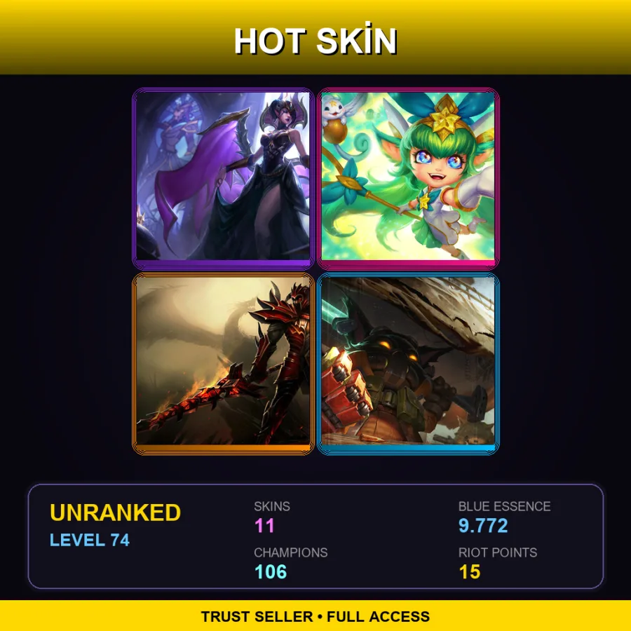 EUNE | Lv74 | Unranked | 11 Skin | 106 Champ — LoL account