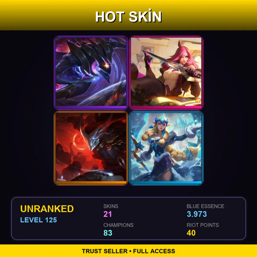 EUNE | Lv125 | Unranked | 21 Skin | 83 Champ — LoL account