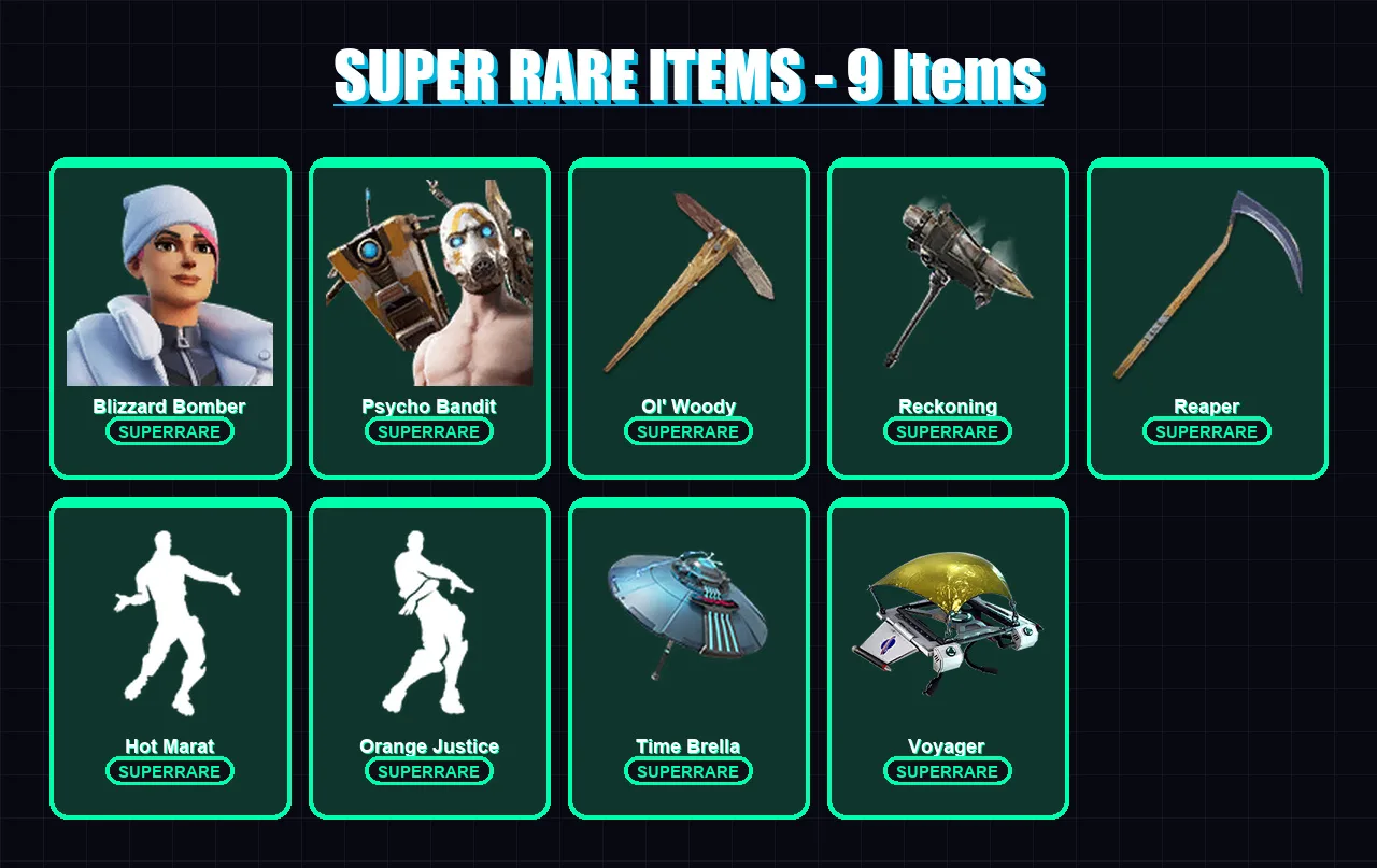 [PC/XBOX/PSN] | Blizzard Bomber | Psycho Bandit | Mandalorian | Drift | Fate | 111 skin | 107 pickaxe | 135 emote | 105 glider | Lv1981