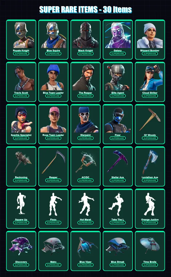 [PS4/PS5/XBOX/PC] | Royale Knight | Blue Squire | Black Knight | Galaxy | Blizzard Bomber | 227 skin | 200 pickaxe | 171 emote | 175 glider | Lv2838