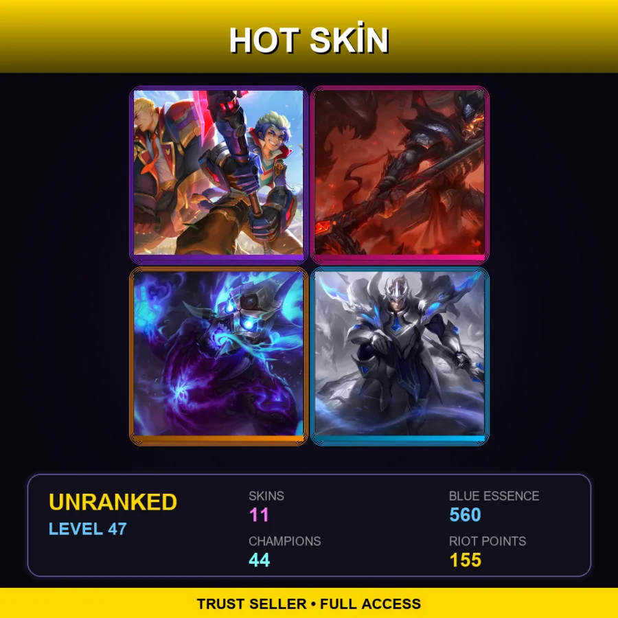 VN | Lv47 | Unranked | 11 Skin | 44 Champ — LoL account