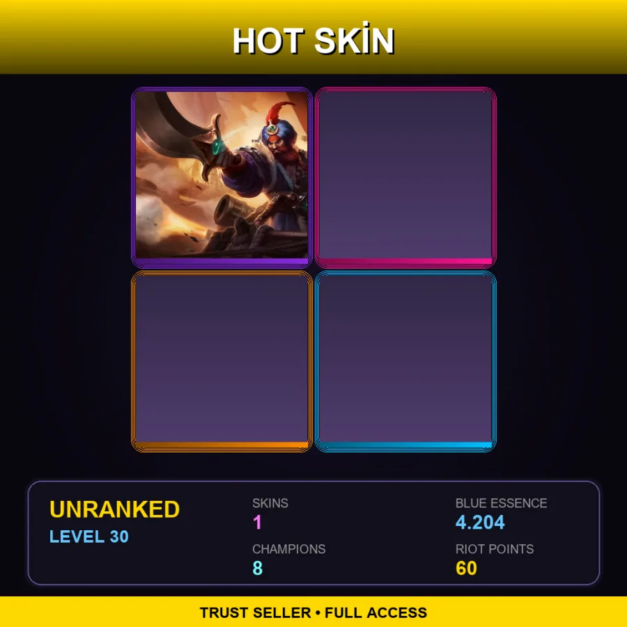 EUNE | Lv30 | Unranked | 1 Skin | 8 Champ