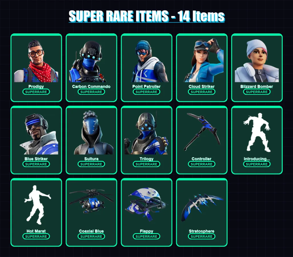 [PS4/PS5/XBOX/PC] | Prodigy | Carbon Commando | Point Patroller | 89 skin | Lv1491