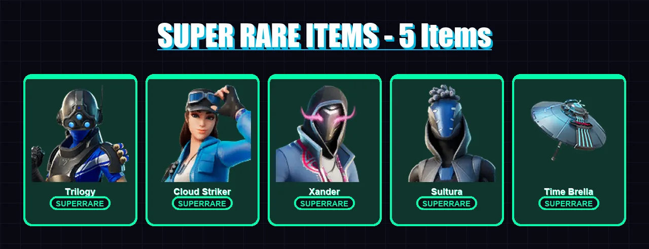 [PS4/PS5/PC] | Trilogy | Cloud Striker | Xander | Sultura | The Ageless | 174 skin | 214 pickaxe | 155 emote | 168 glider | Lv3006