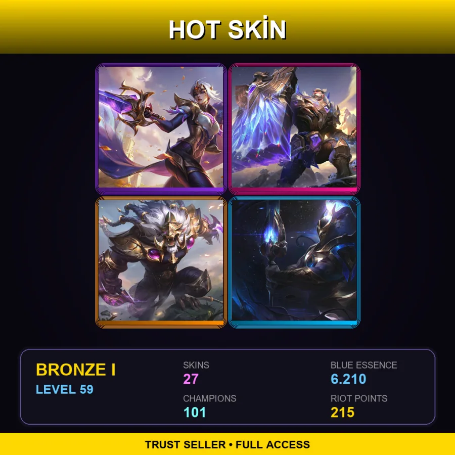 TR | Lv59 | Bronze I | 27 Skin | 101 Champ