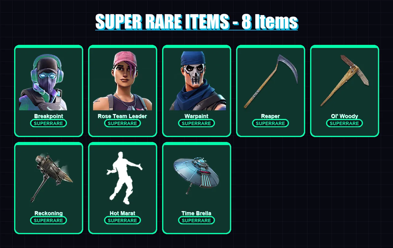 [PC/XBOX] | Breakpoint | Rose Team Leader | Warpaint | Mizuki | Joey | 218 skin | 209 pickaxe | 187 emote | 171 glider | Lv2672