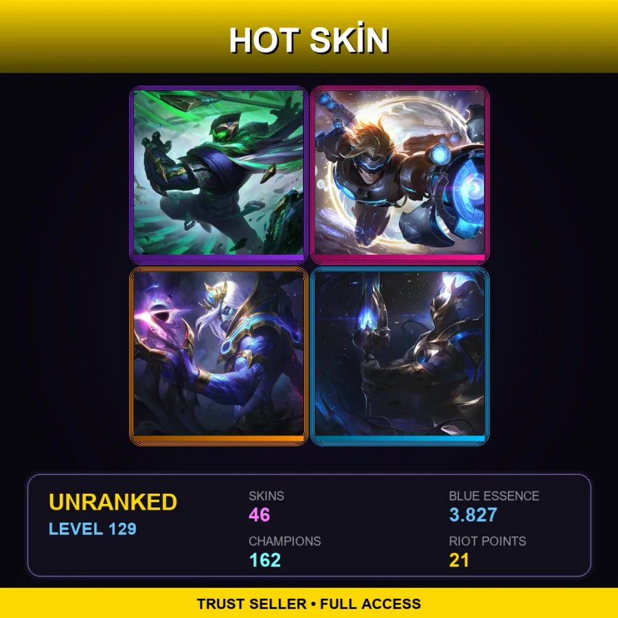 EUW | Lv129 | Unranked | 46 Skin | 162 Champ