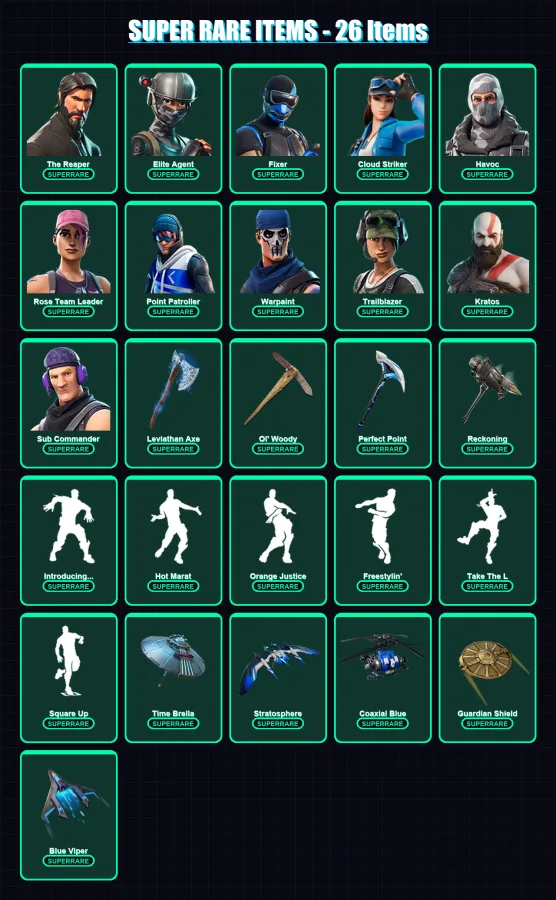 [PS4/PS5/XBOX/PC] | The Reaper | Elite Agent | Fixer | Cloud Striker | Havoc | 200 skin | 203 pickaxe | 174 emote | 192 glider | Lv2371 — Fortnite account