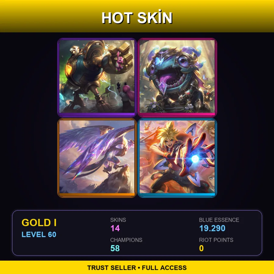 EUW | Lv60 | Gold I | 14 Skin | 58 Champ