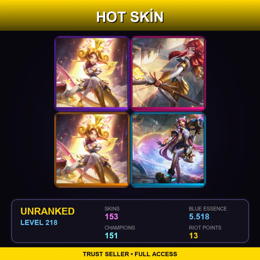 BR | Lv218 | Unranked | 153 Skin | 151 Champ — LoL account