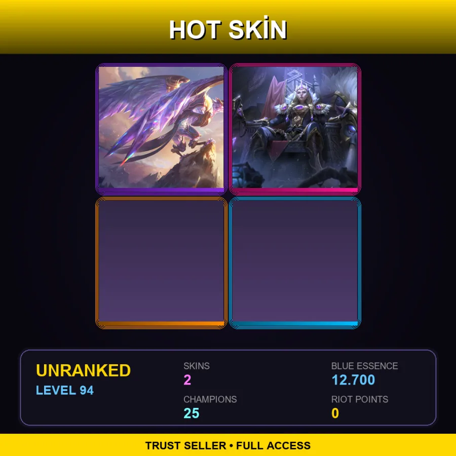 LAN | Lv94 | Unranked | 2 Skin | 25 Champ