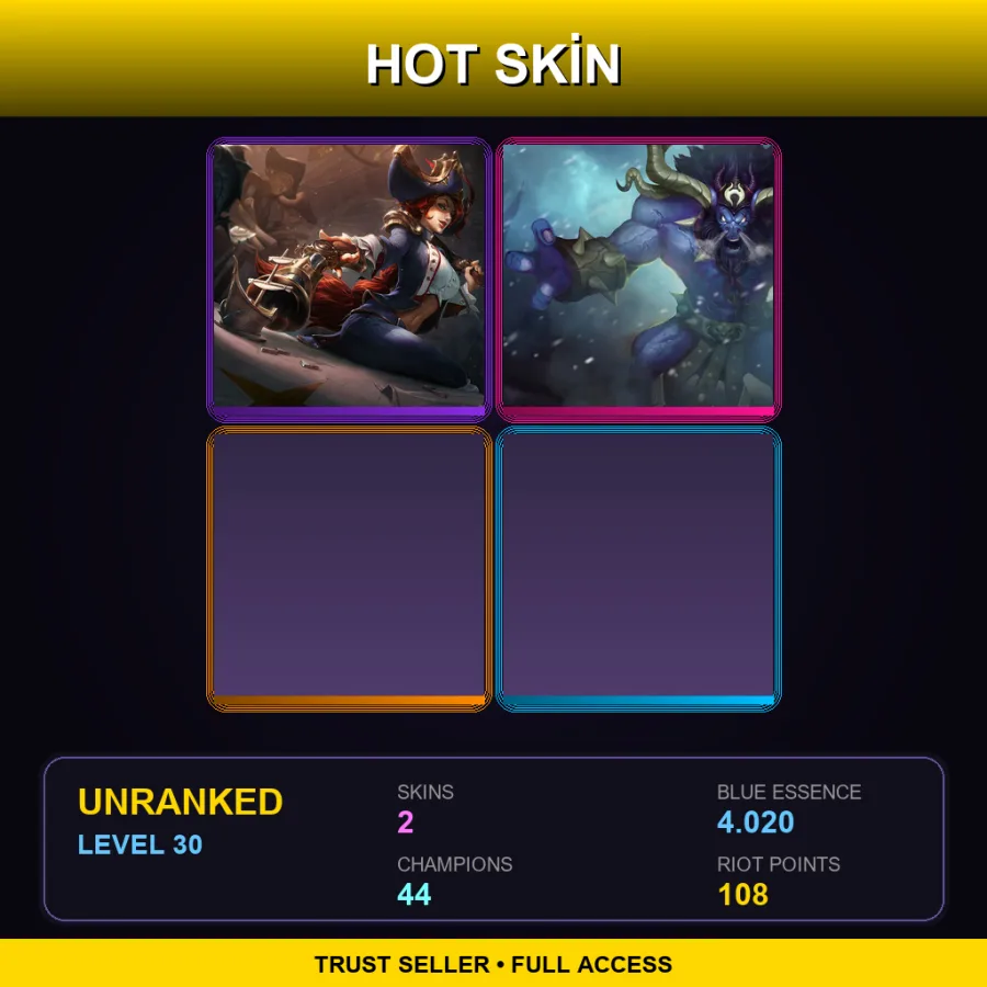 EUNE | Lv30 | Unranked | 2 Skin | 44 Champ