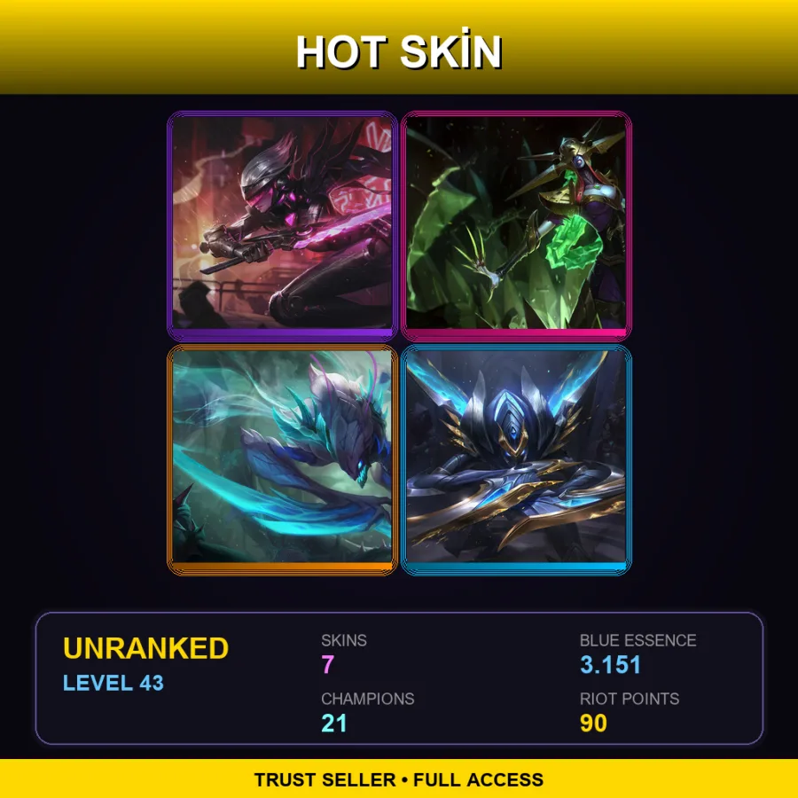 TR | Lv43 | Unranked | 7 Skin | 21 Champ